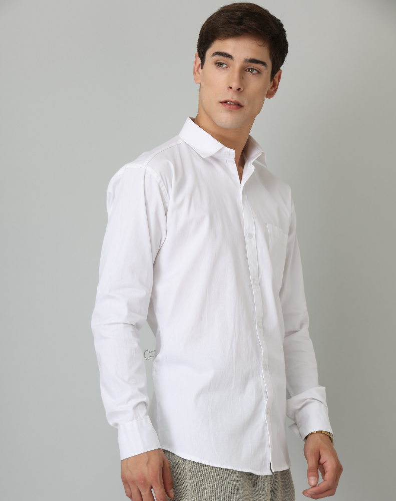 BlackTree Frankshirt White Solid Tailored Fit Cotton Casual Shirt for Man - view 5