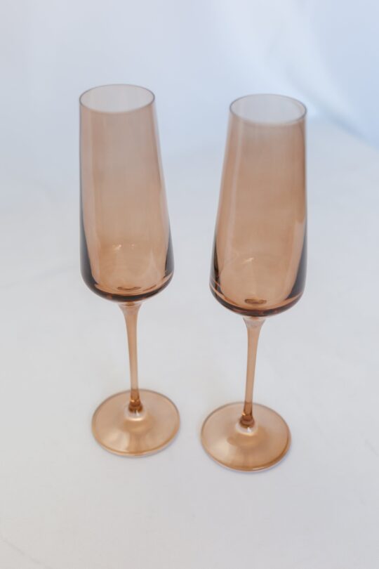 Estelle Colored Glass Estelle Colored Champagne Flute - Set of 2 {Mocha Mousse (Our Amber Smoke)} - view 2