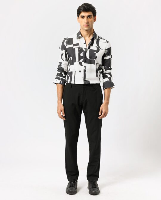 Rare Rabbit Men's Hydro White Viscose Fabric Graphic Print Full Sleeves Statement Shirt - view 2