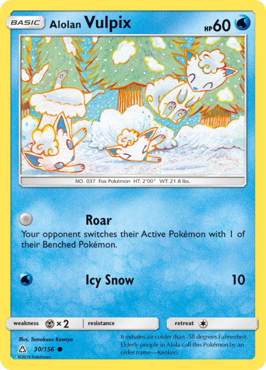 Common sm5-30 reverse – Pokémon Alolan Vulpix - 30/156 - Common [sm5-30] [Reverse Holo] - Alolan Vulpix - 30/156 - Common