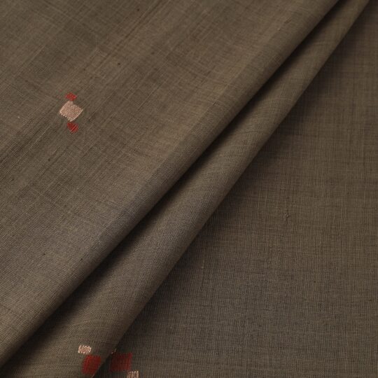 SOUTH KARGHA Brown - Handspun Handloom Natural Dyed Cotton Jamdani Fabric 08 - view 2