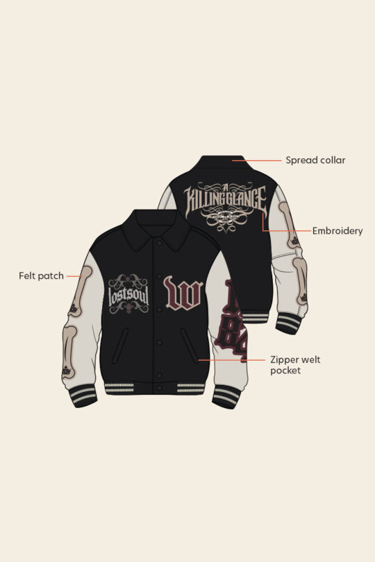 SNITCH Legends Killing Glance Black Varsity Jacket - view 2