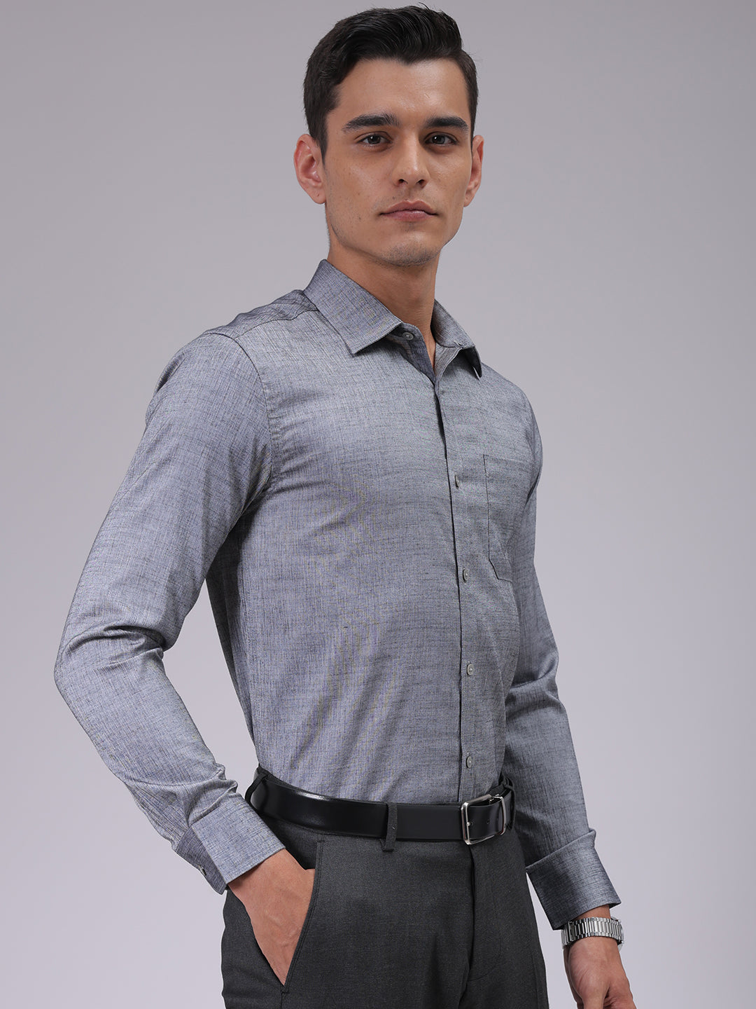 Luxe by TIGC Men's Black Slim Fit Solid Formal Shirt - view 6