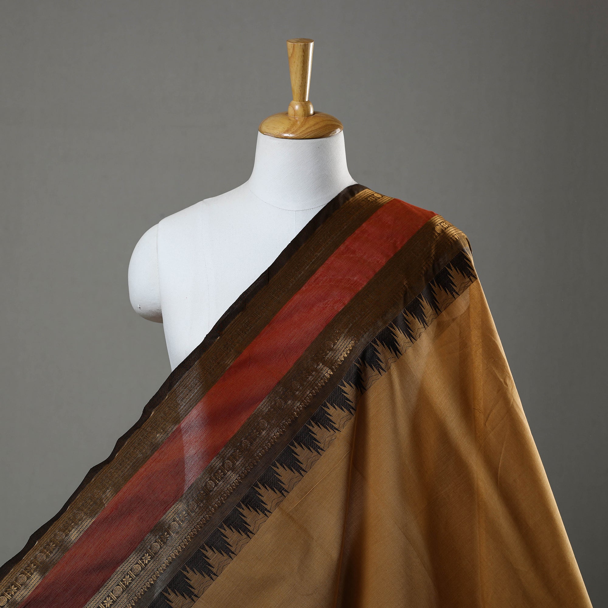 SOUTH KARGHA Brown - Cotton Kanchipuram Fabric with Zari Border 27