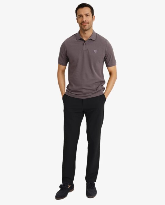 Rare Rabbit Men's Clif Dusky Purple Cotton Fabric Short Sleeves Printed Detailing On Collar Regular Fit Plain Knit Polo T-Shirt - view 2