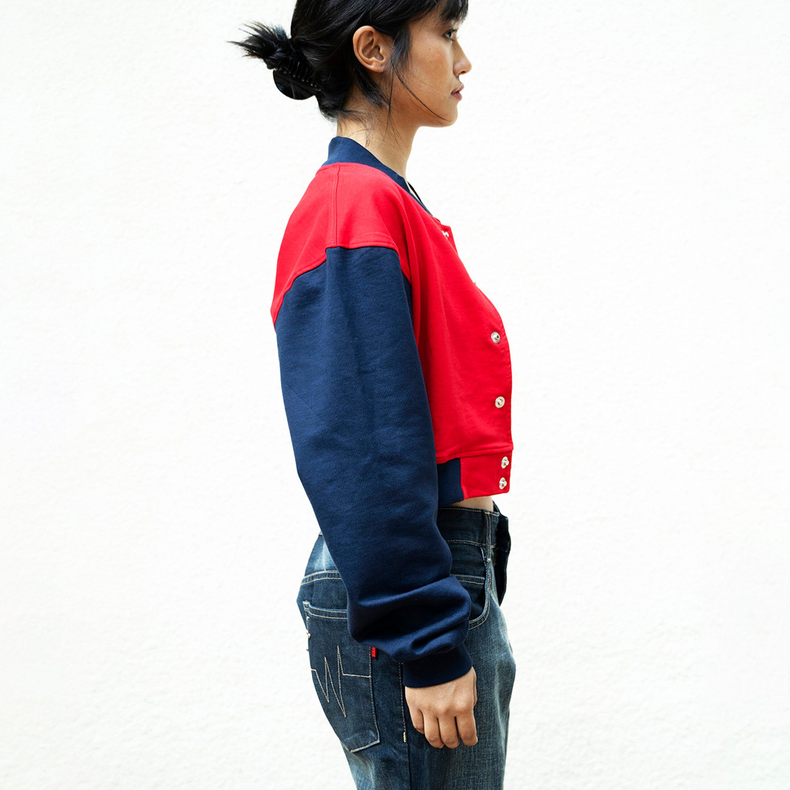 IZF Red Crop Varsity Jacket - view 3