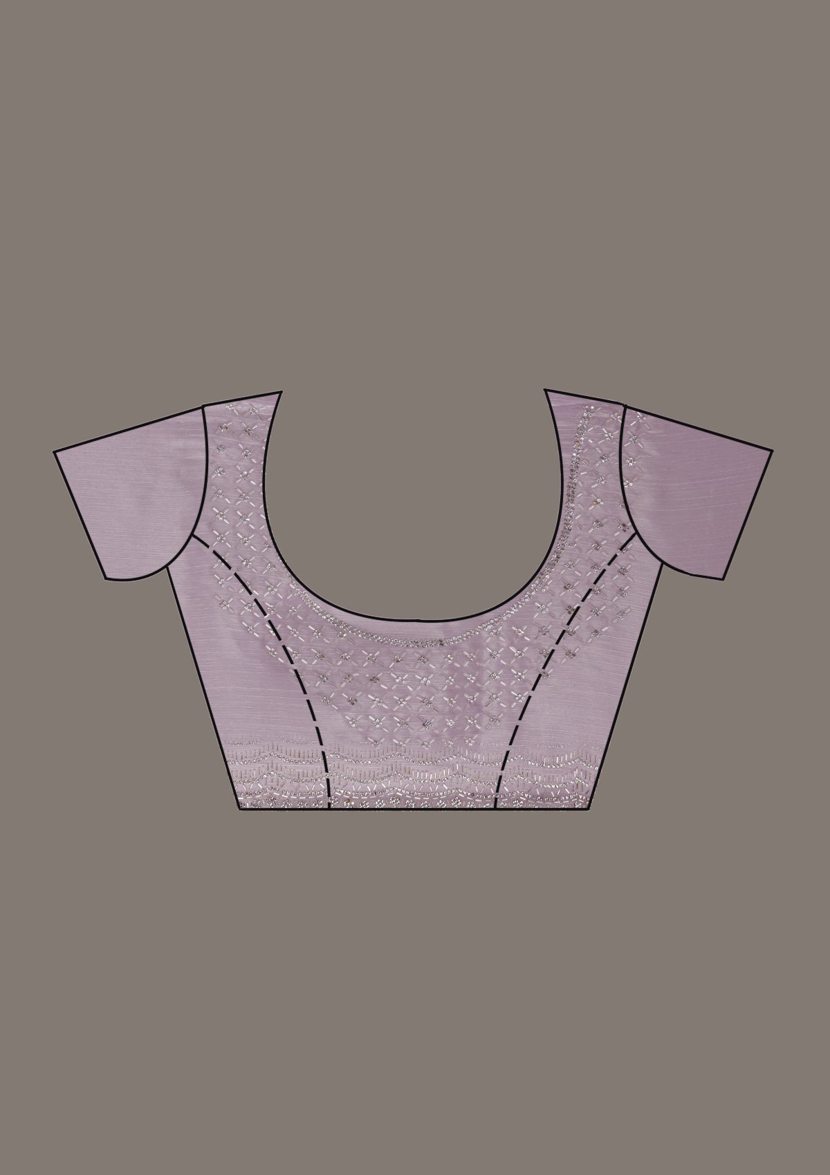 Koskii Lavender Stonework Chiffon Saree – Women's - view 8