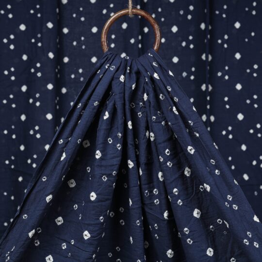 KACHCHH JI CHHAAP Serene Blue Kutch Bandhani Tie-Dye Mul Cotton Fabric