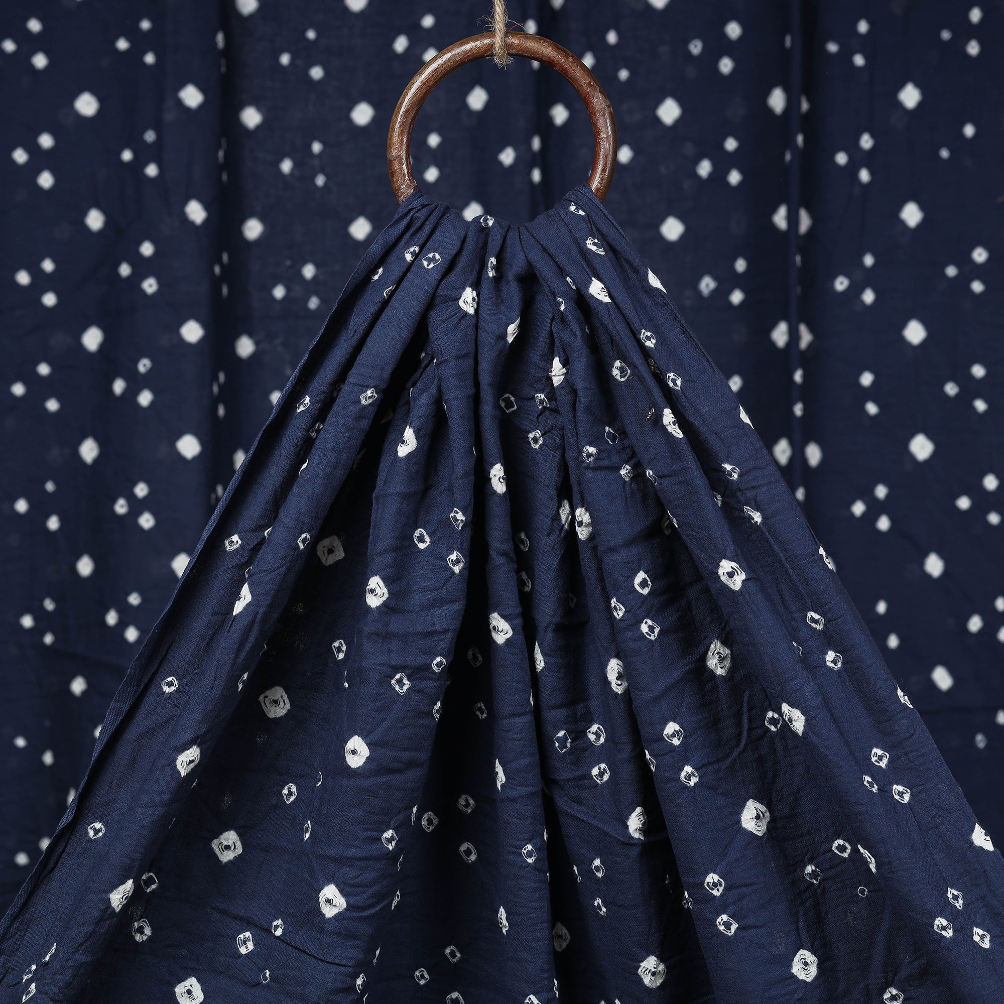 KACHCHH JI CHHAAP Serene Blue Kutch Bandhani Tie-Dye Mul Cotton Fabric