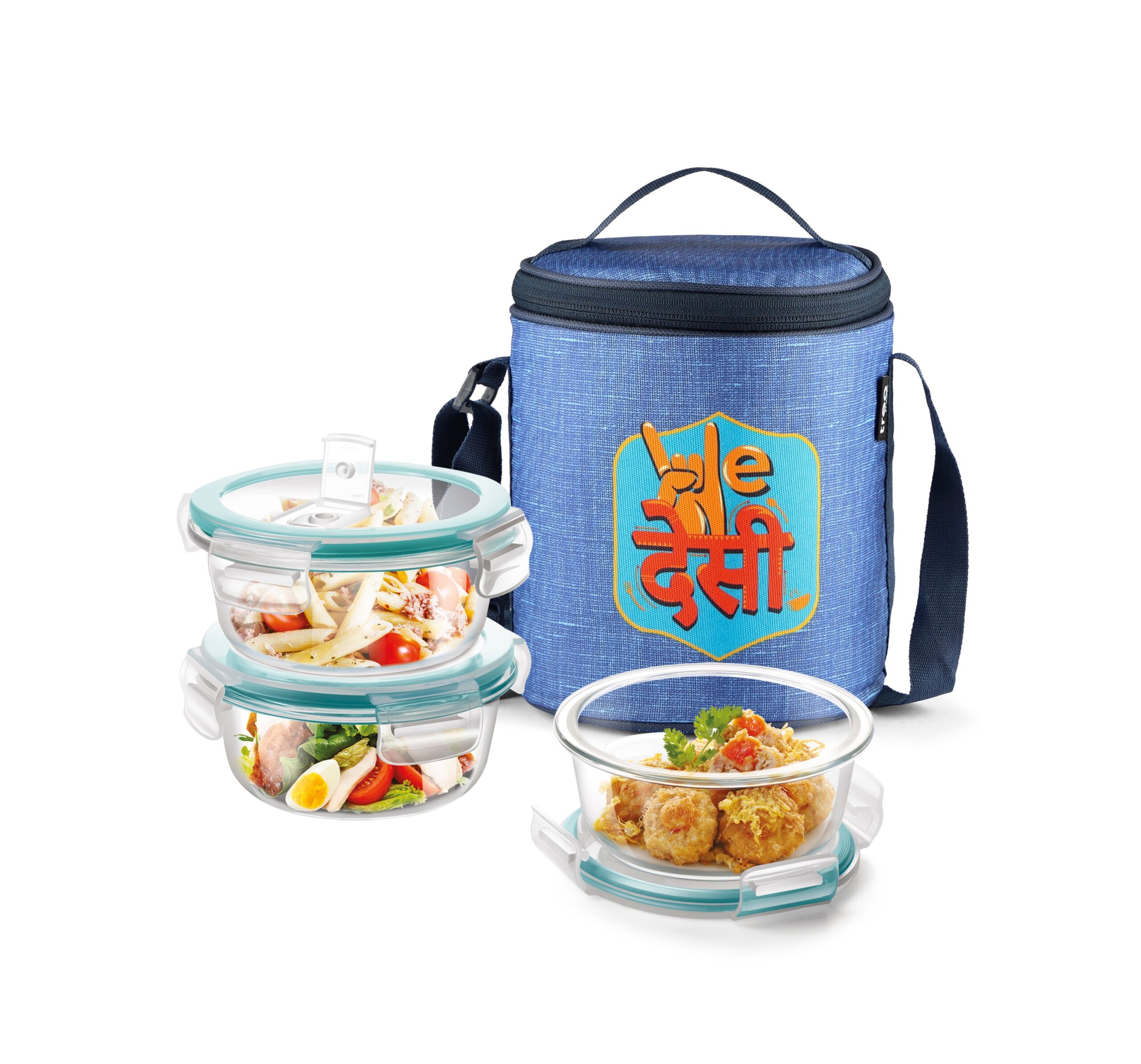 "We Desi" - Glass Tiffin with Printed Jacket (Milton) - view 4