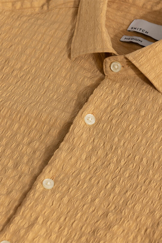 SNITCH AiryCheck Mustard Seer Sucker Shirt - view 2