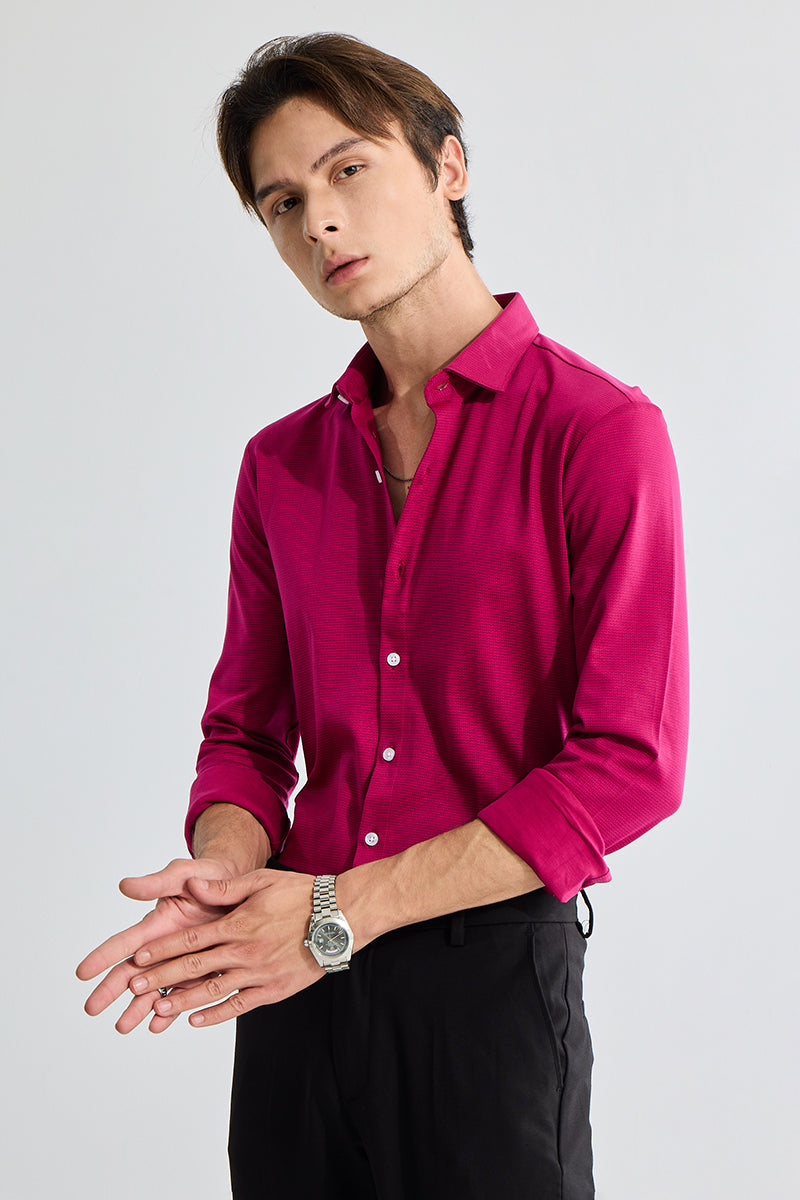 SNITCH EasyFlex Self Design Red Shirt - view 3