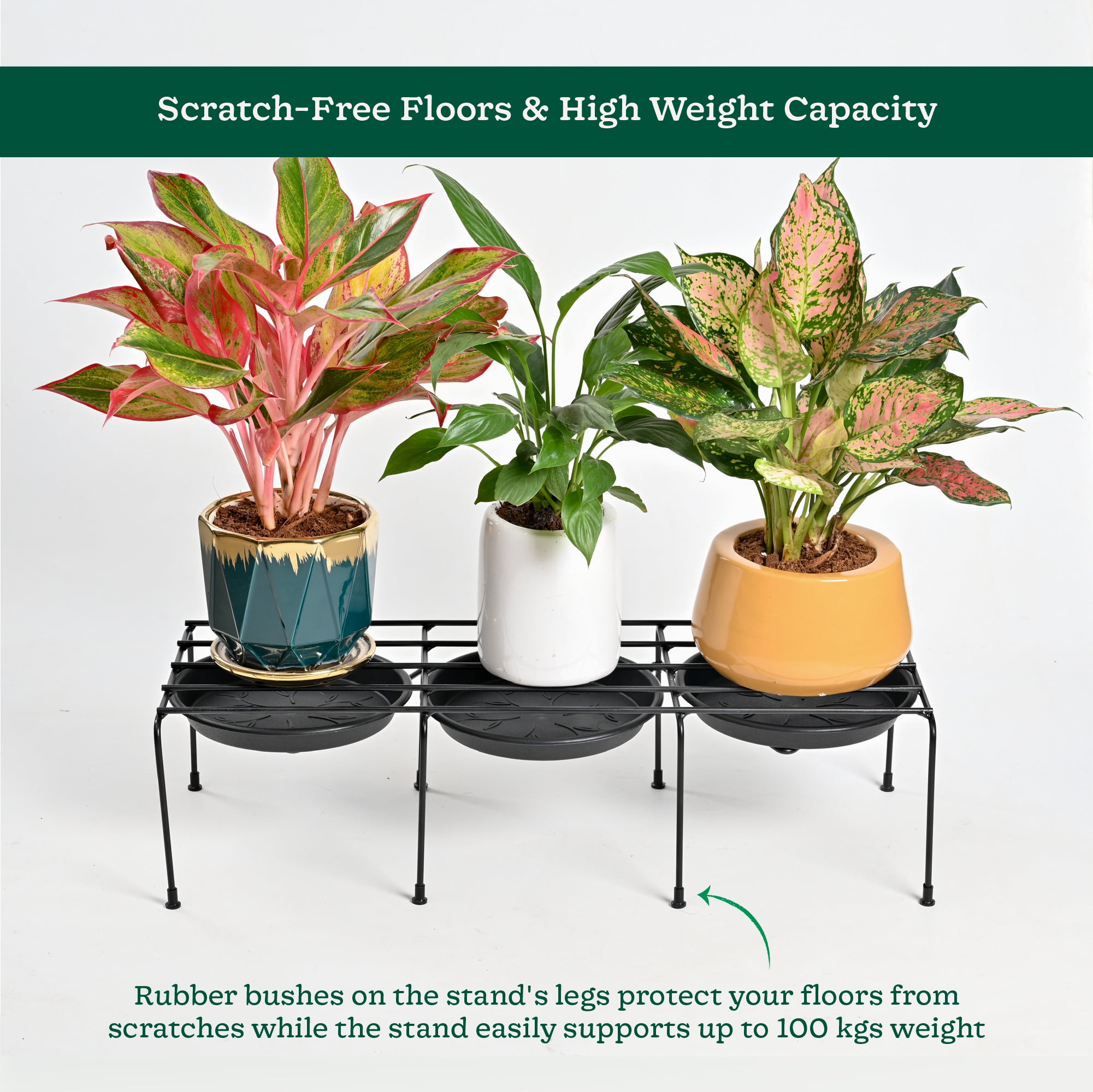 Ugaoo Metal Plant Stands with Drip-tray Holder - set of 4 - view 7