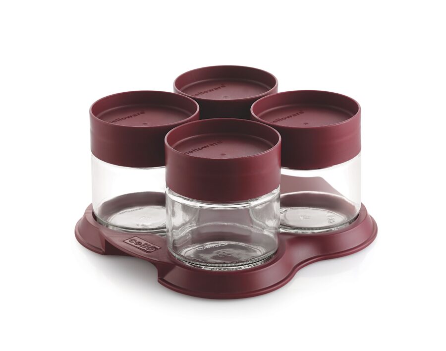 Cello Modustack Glassy Set of 4 with Tray Gift Set