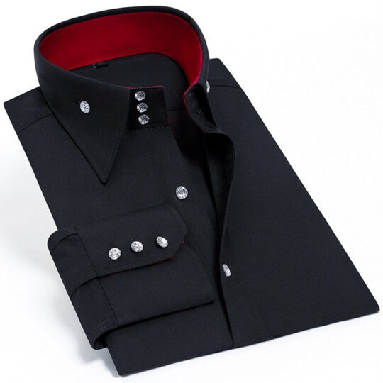 Casual Long Sleeve Slim-Fit Hand Sewing Men's Shirts..