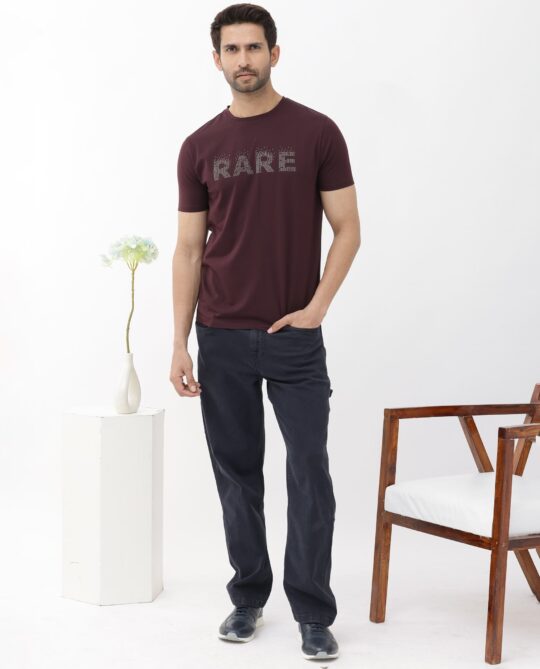 Rare Rabbit Mens Eso Maroon Short Sleeve Graphic Print Regular Fit T-Shirt - view 2