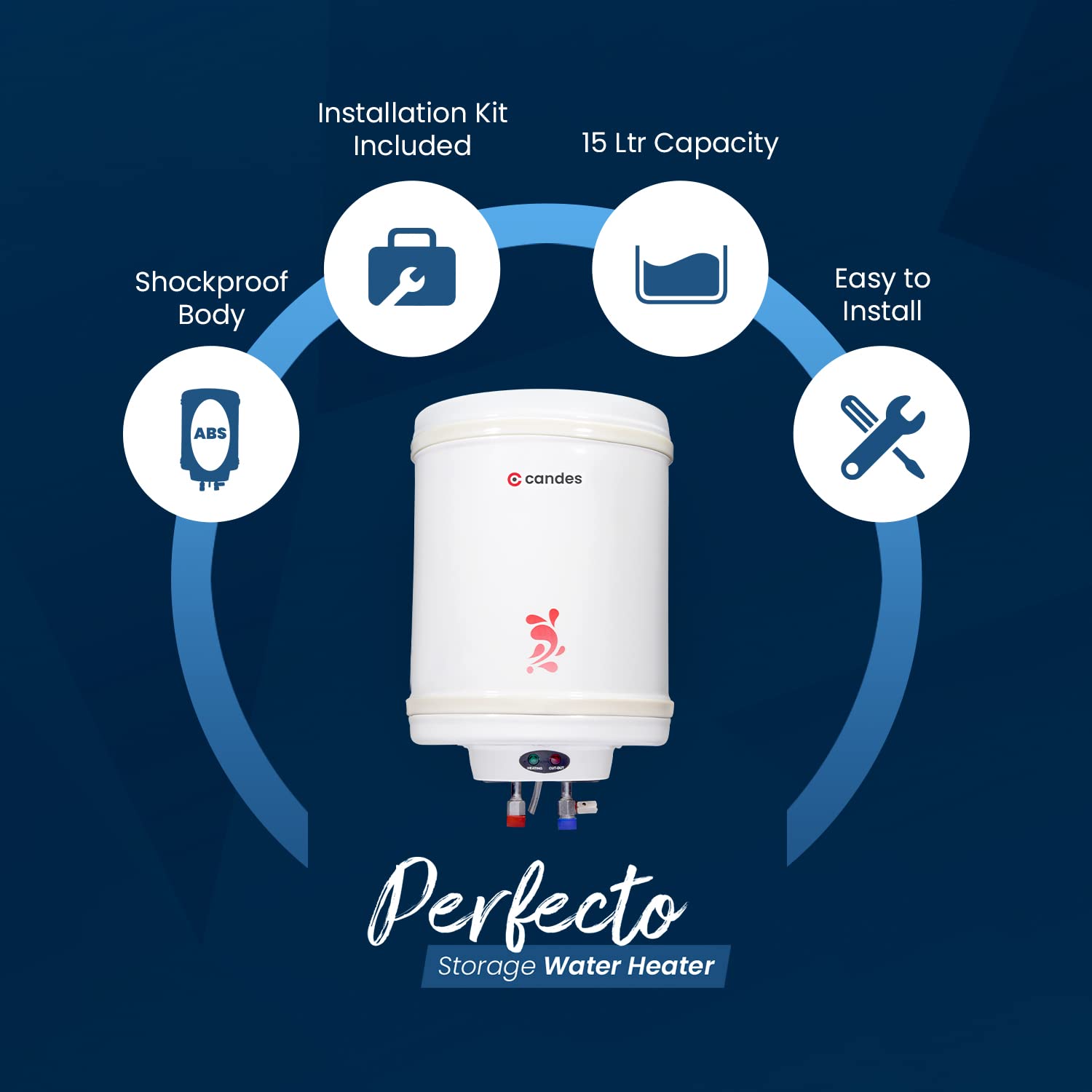 Candes Geyser 15 Litre | 1 Year Warranty | Water Heater for Home, Water Geyser, Water Heater, Electric Geyser, 5 Star Rated Automatic Instant Storage - view 3