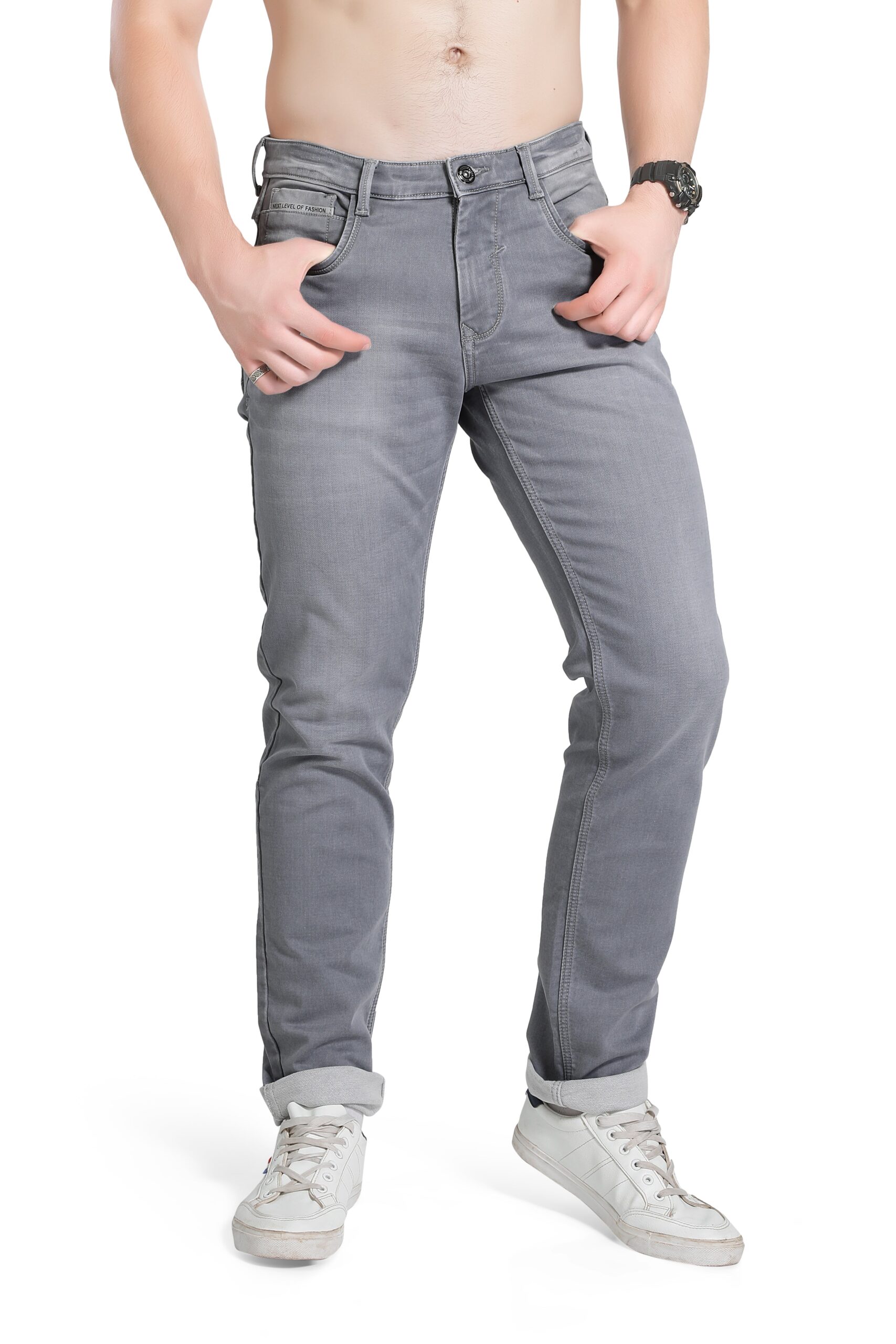 BLACK TREE MEN'S SKINNY FIT GREY STREET STYLE JEANS BT0015..