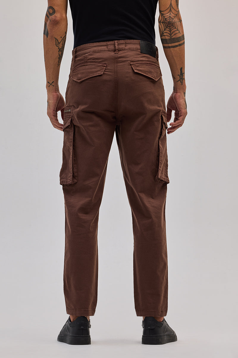 SNITCH Copper Brown Relaxed Fit Cargo Pants - view 7