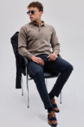 SNITCH Light Brown Knitted Polo Sweater