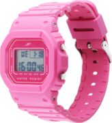Sonata Hexa Pink Digital Dial Polyurethane Strap
