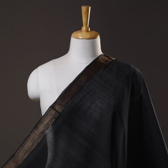 SOUTH KARGHA Black - Mangalagiri Handloom Cotton Zari Border Fabric 02