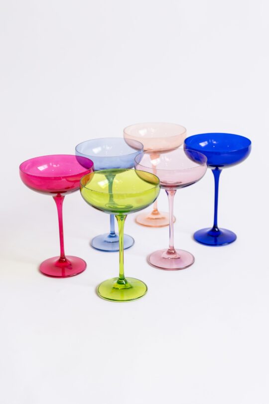 Estelle Colored Glass Estelle Colored Champagne Coupe Stemware - Set of 6 {Mixed Set}