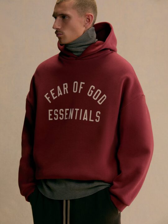 ESSENTIALS Fleece Hoodie – Crimson