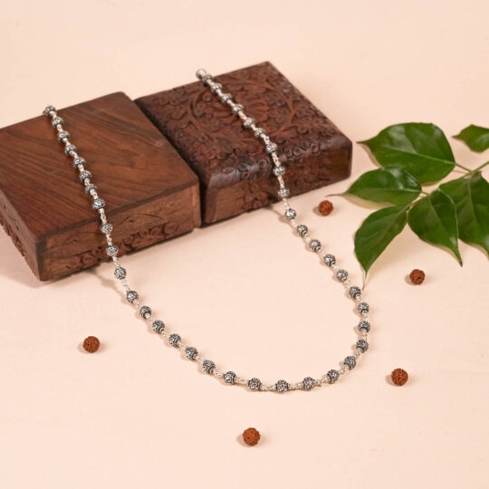 Prinjal Jewellers Silver Mala (Om Beads) - view 2