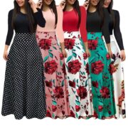 BlackTree Maxi Dress Elegant Print Party Dress Polka Dot Dress  for Women ..