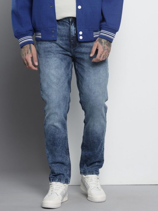 The Indian Garage Co Men's Blue Slim Fit Solid Jeans