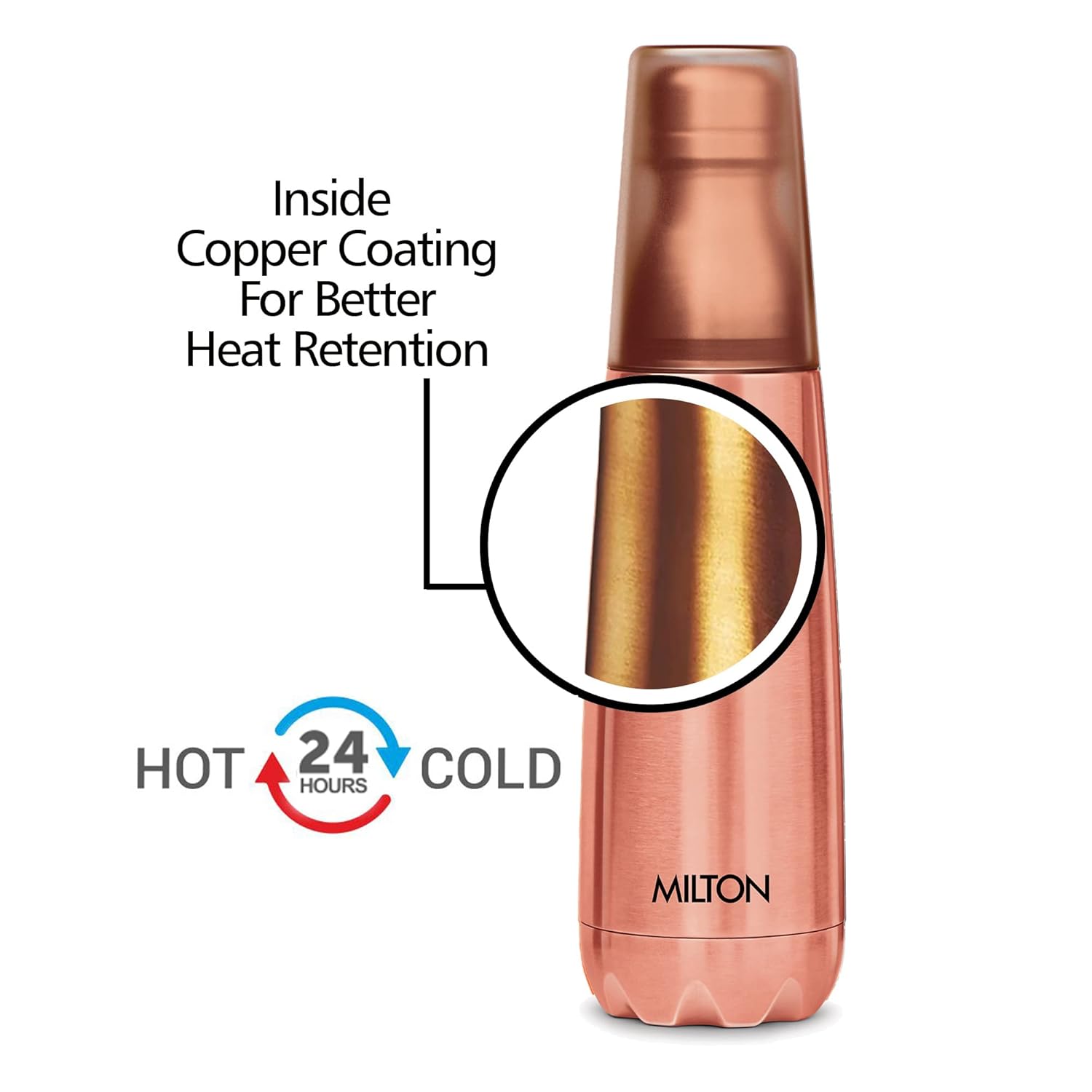 Milton Vertex Thermosteel Water Bottle with Unbreakable Plastic Tumbler | 1 Pc - view 4
