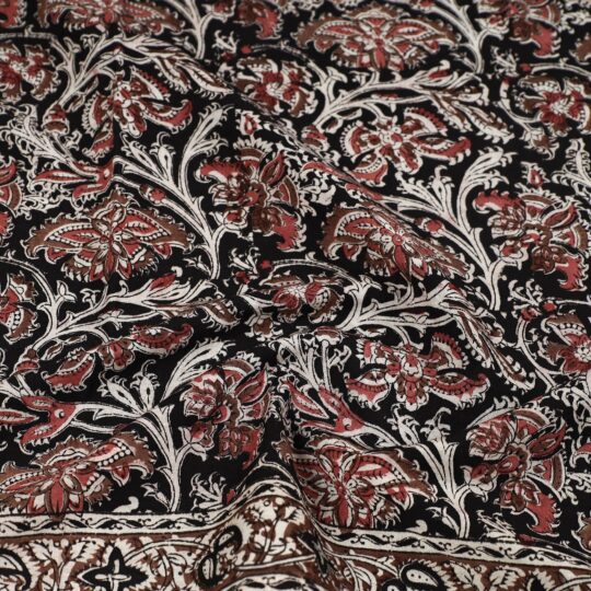 PITCHUKA SRINIVAS KALAMKARI PEDANA Black - Pedana Kalamkari Block Printed Natural Dyed Cotton Scarf 57 - view 2