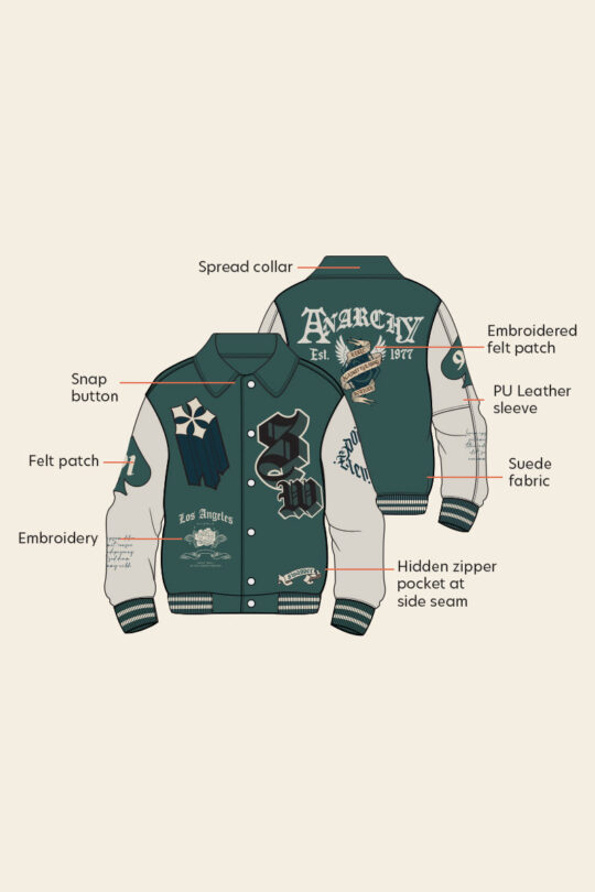 SNITCH Legends Anarchy Dark Green Varsity Jacket - view 2