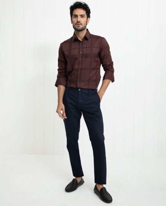 Rare Rabbit Men's Boxline Brown Cotton Lyocell Fabric Full Sleeves Checks Print Shirt - view 2