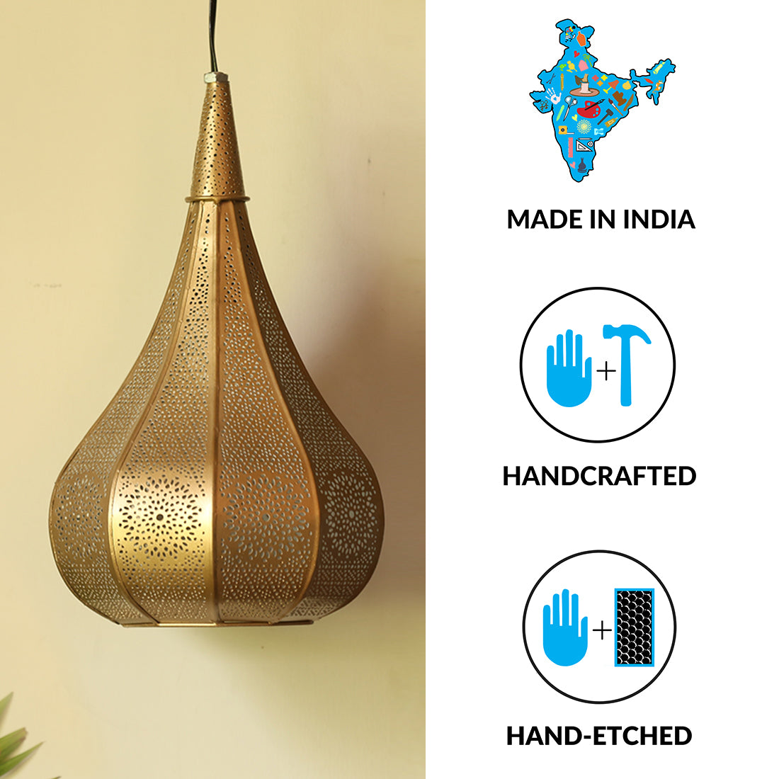 EXCLUSIVELANE 'Morrocan Flame' Hand-etched Pendant Lamp In Iron (13 Inch, Matte Finish) - view 5