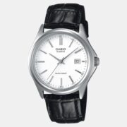 Casio Enticer Men Quartz White Dial Analog Leather Watch A2300