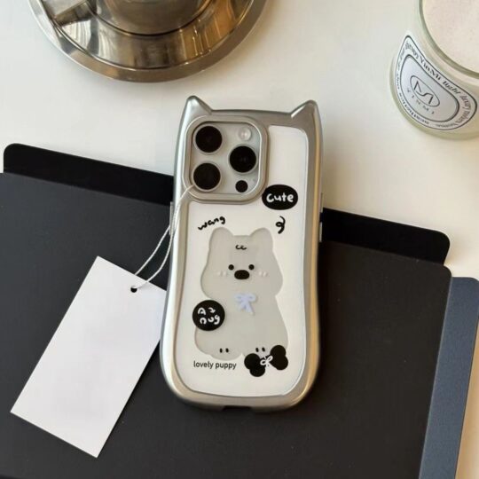 Peeperly Whimsical Silver Plated Puppy Ears Case