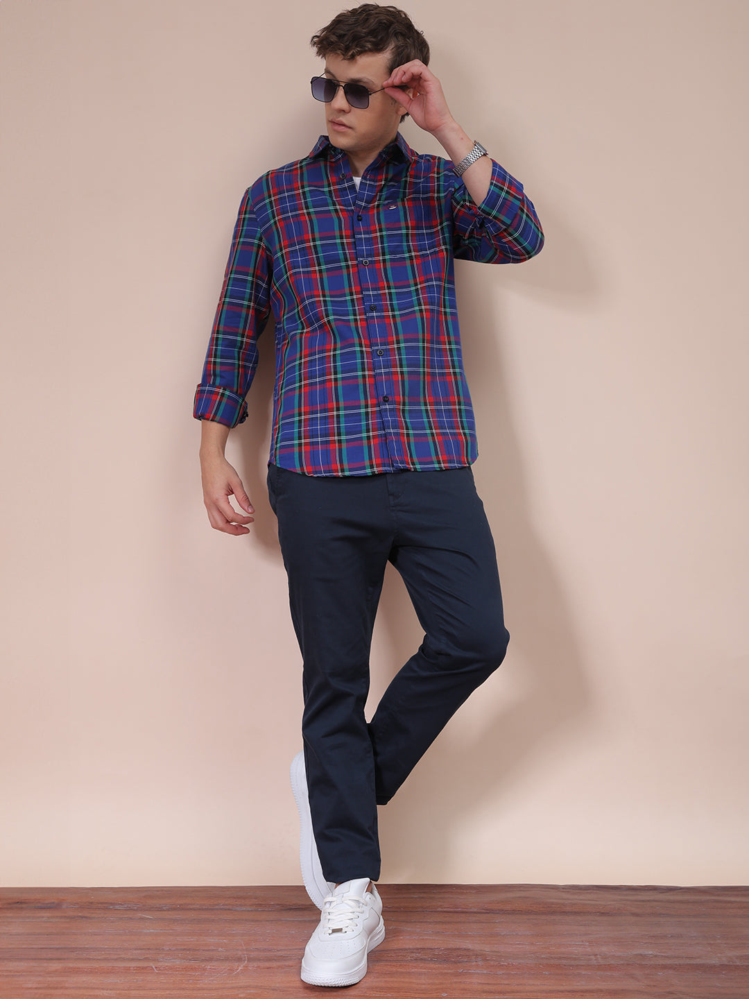 The Indian Garage Co Men's Purple Slim Fit Checked Shirt - view 2