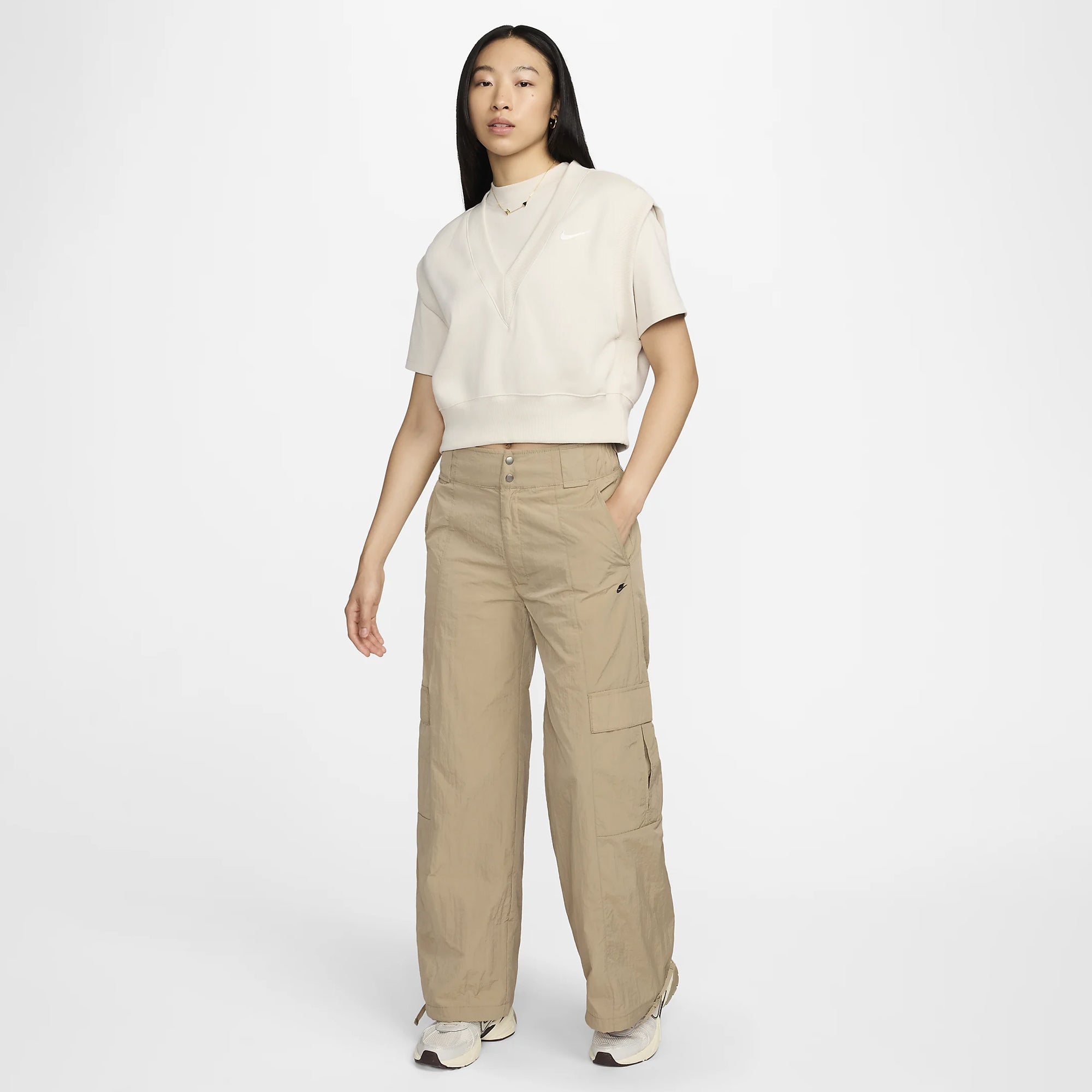 Nike | Sportswear High- Wasted Woven Cargo Pants { Khaki/black - view 3