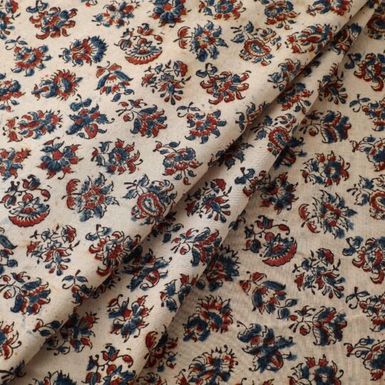 PITCHUKA SRINIVAS KALAMKARI PEDANA Beige - Block Print Cotton Pedana Kalamkari Fabric 15 - view 2