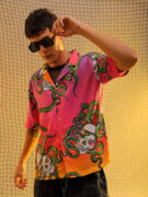 The Indian Garage Co Men's Multicolor Oversized Fit Graphic Shirt