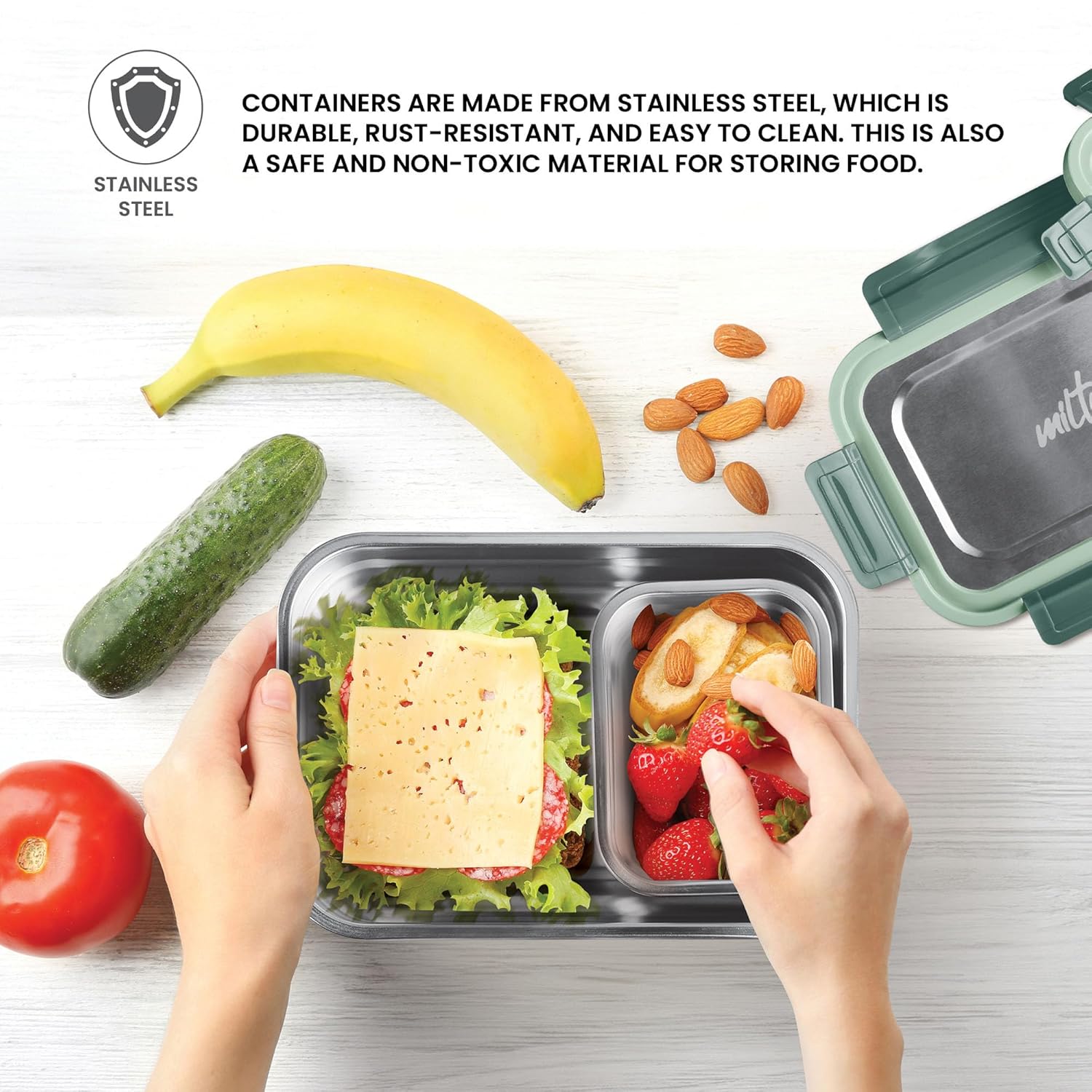 Milton Home Meal Stainless Steel Airtight Leak Proof Lunch Box | Set of 2 - view 9