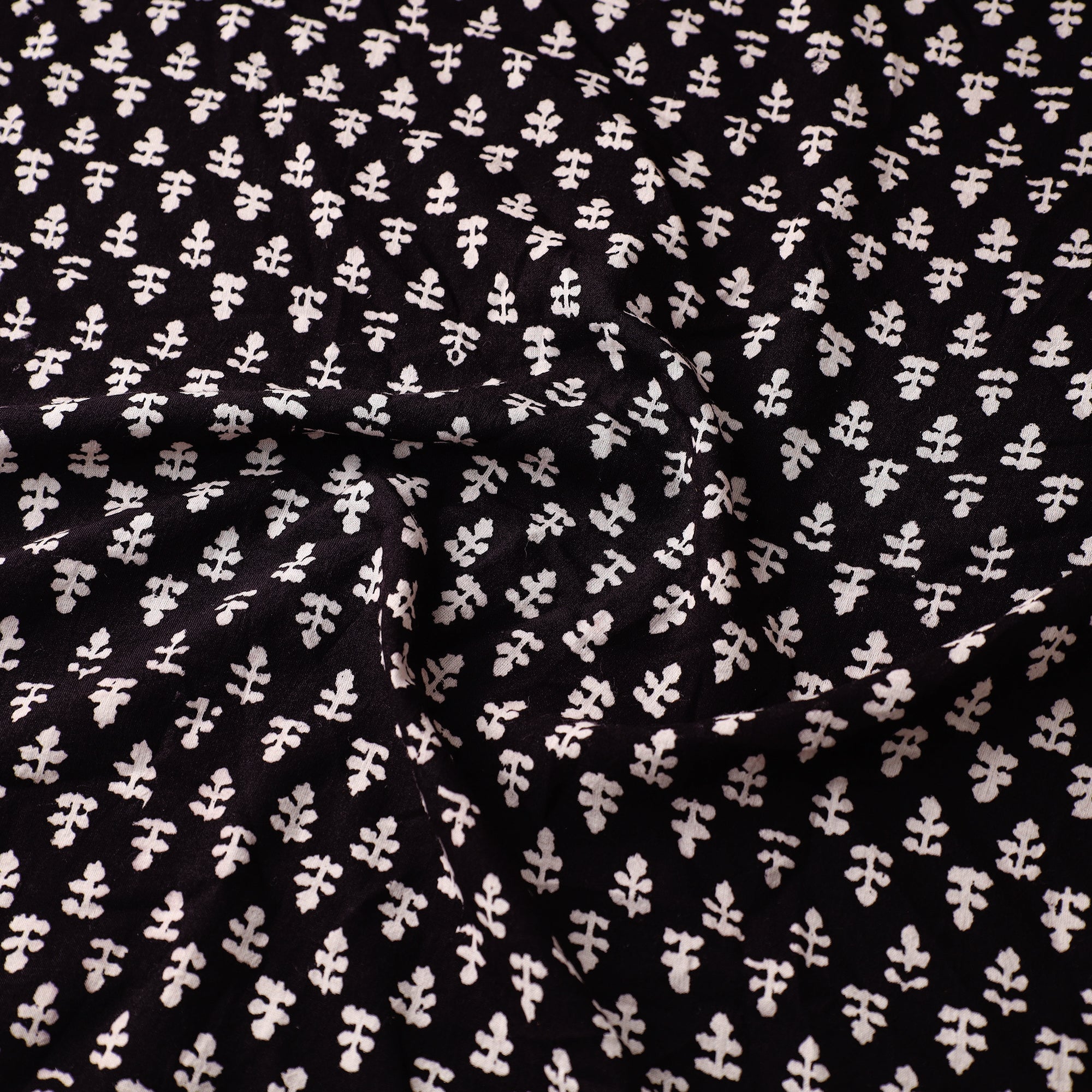 BAGH PRINTS BY MOHAMMED RAFIK KHATRI Black - Bagh Hand Block Printed Mul Cotton Fabric 07 - view 3