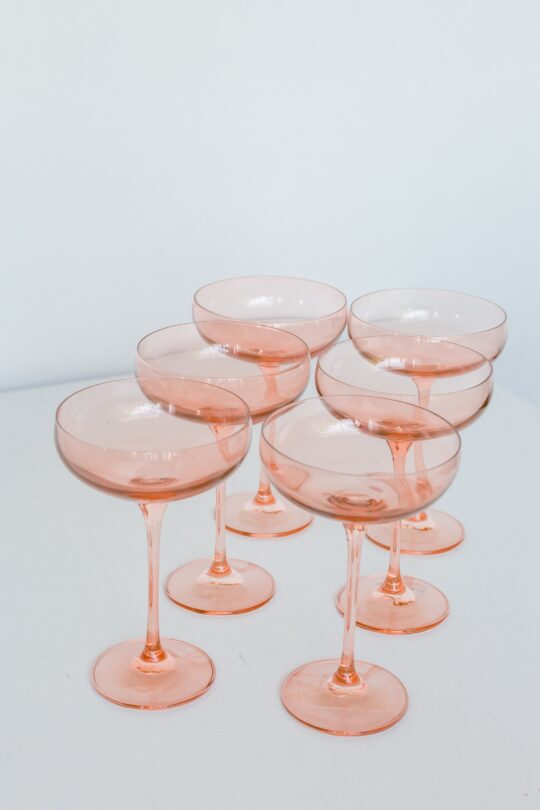 Estelle Colored Glass Estelle Colored Champagne Coupe Stemware - Set of 6 {Blush Pink}