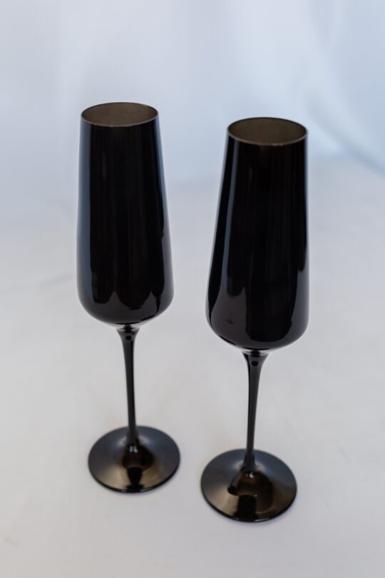 Estelle Colored Glass Estelle Colored Champagne Flute - Set of 2 {Black} - view 2
