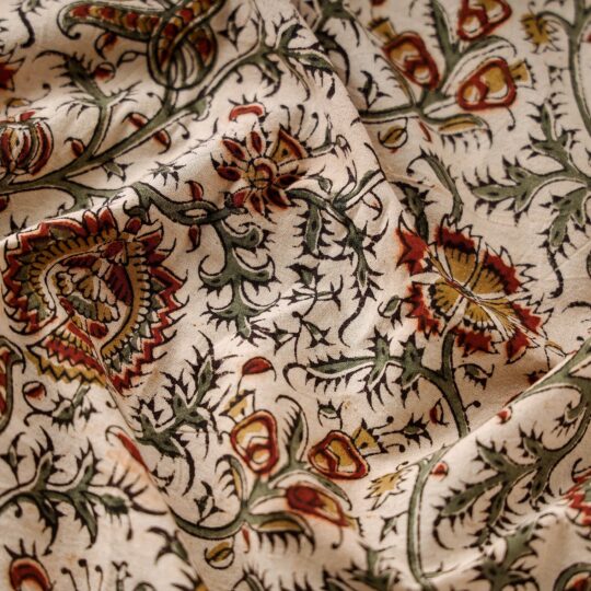 PITCHUKA SRINIVAS KALAMKARI PEDANA Beige - Pedana Kalamkari Block Printed Cotton Fabric - view 2