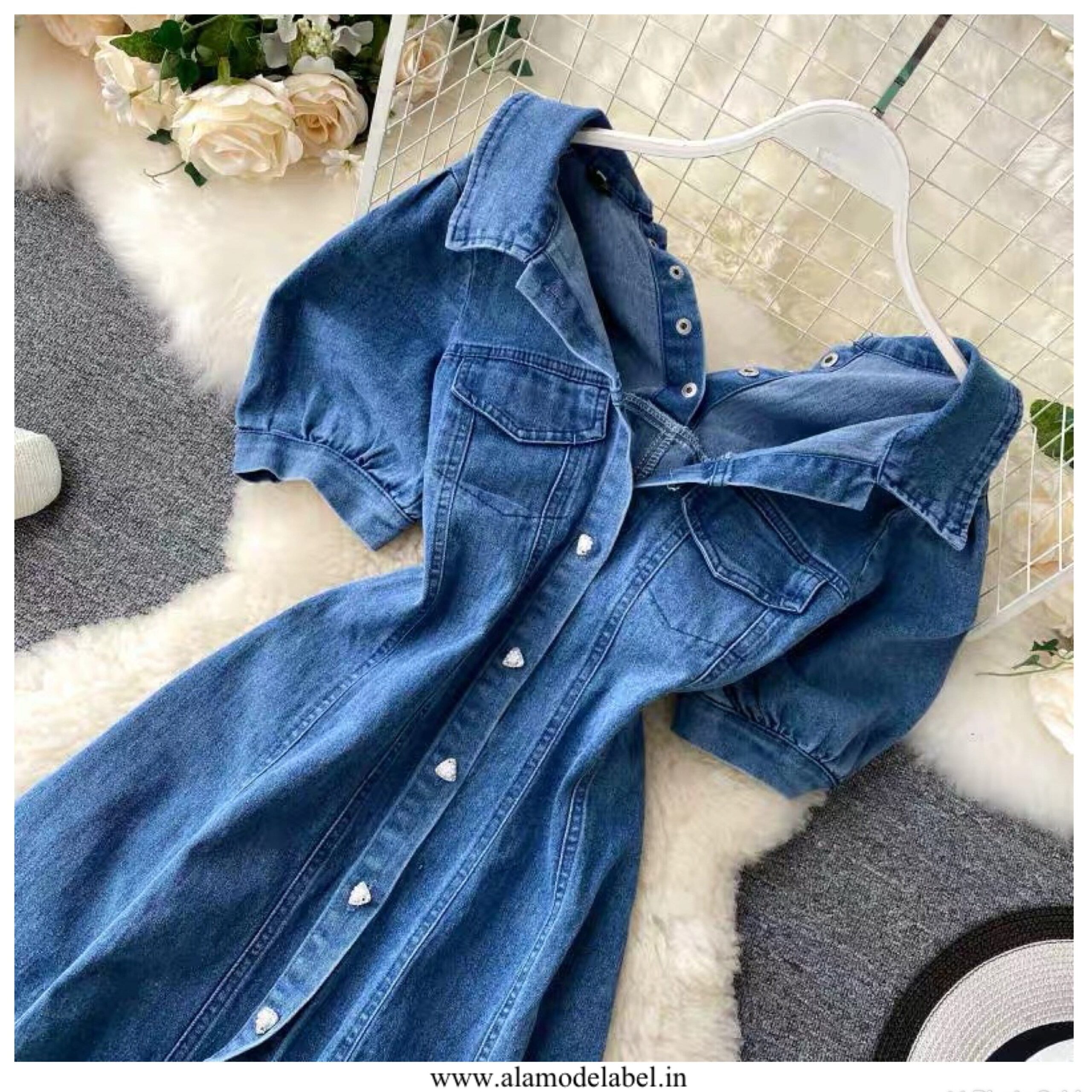 Alamode By Akanksha Calista Offshoulder Denim Dress - view 3