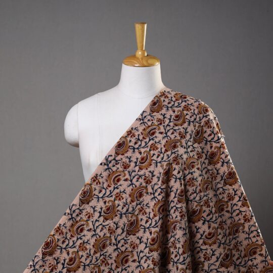 VENKATA BHANU KALAMKARI PEDANA Beige - Pedana Block Printed Cotton Kalamkari Fabric 16