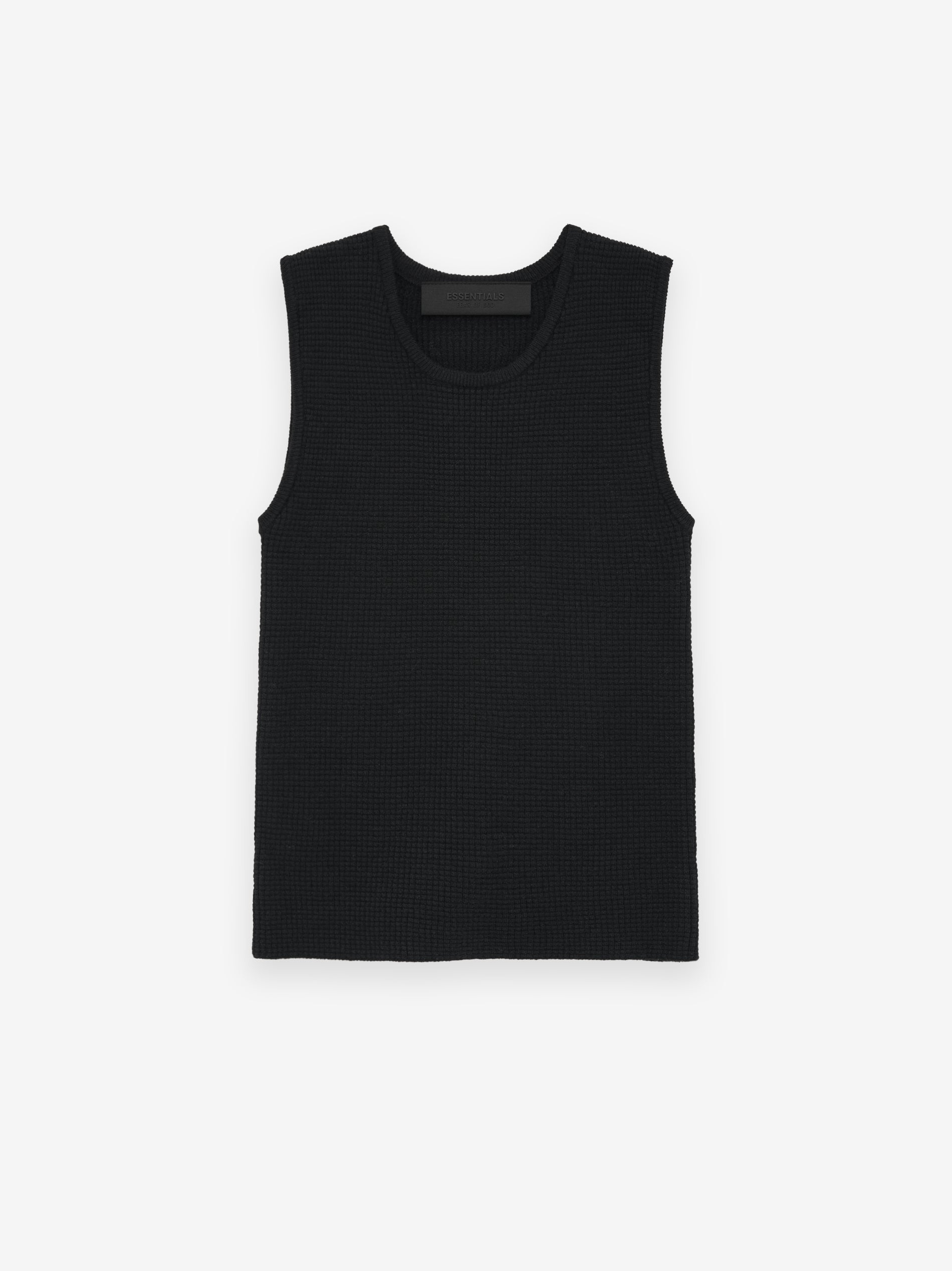 ESSENTIALS Womens Waffle Tank – Black